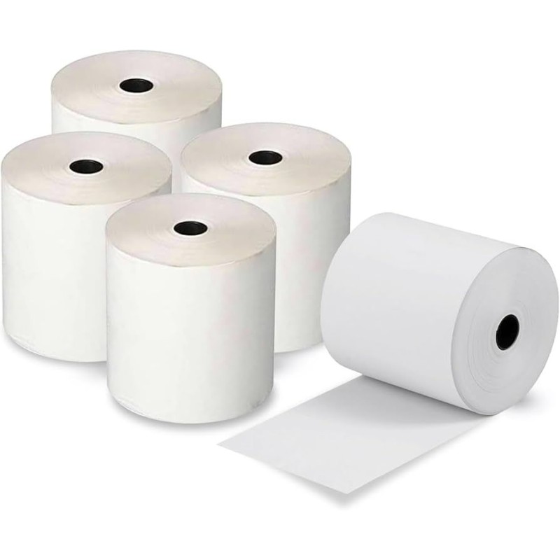 Pack 5 Rollos de Papel Térmico 80x60x12 mm | BPA Free |