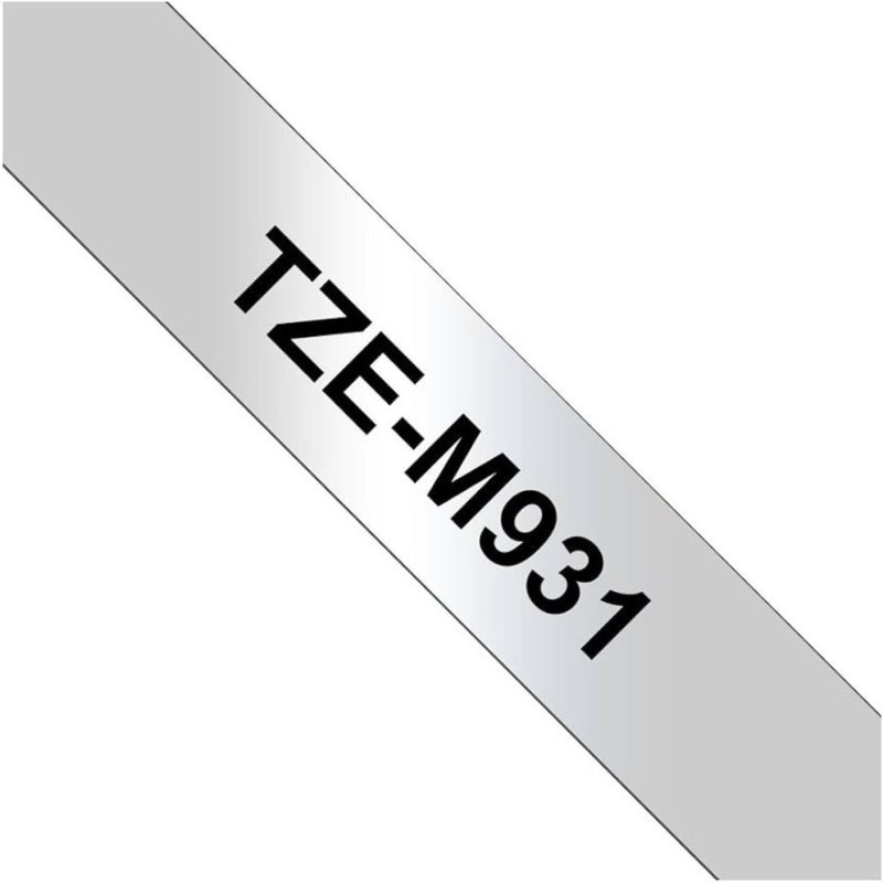 Brother TZe-M931 cinta laminada metalizada 12mm x 8m compatible (negro sobre fondo plata mate)