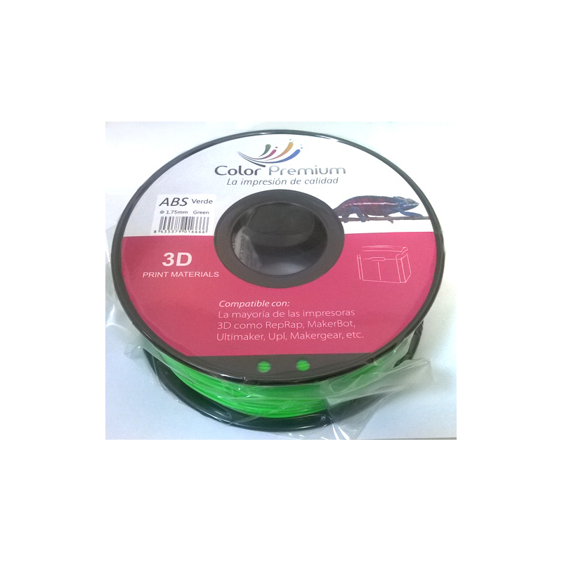Bobina verde para impresora 3D ABS 1.75 mm 1KG